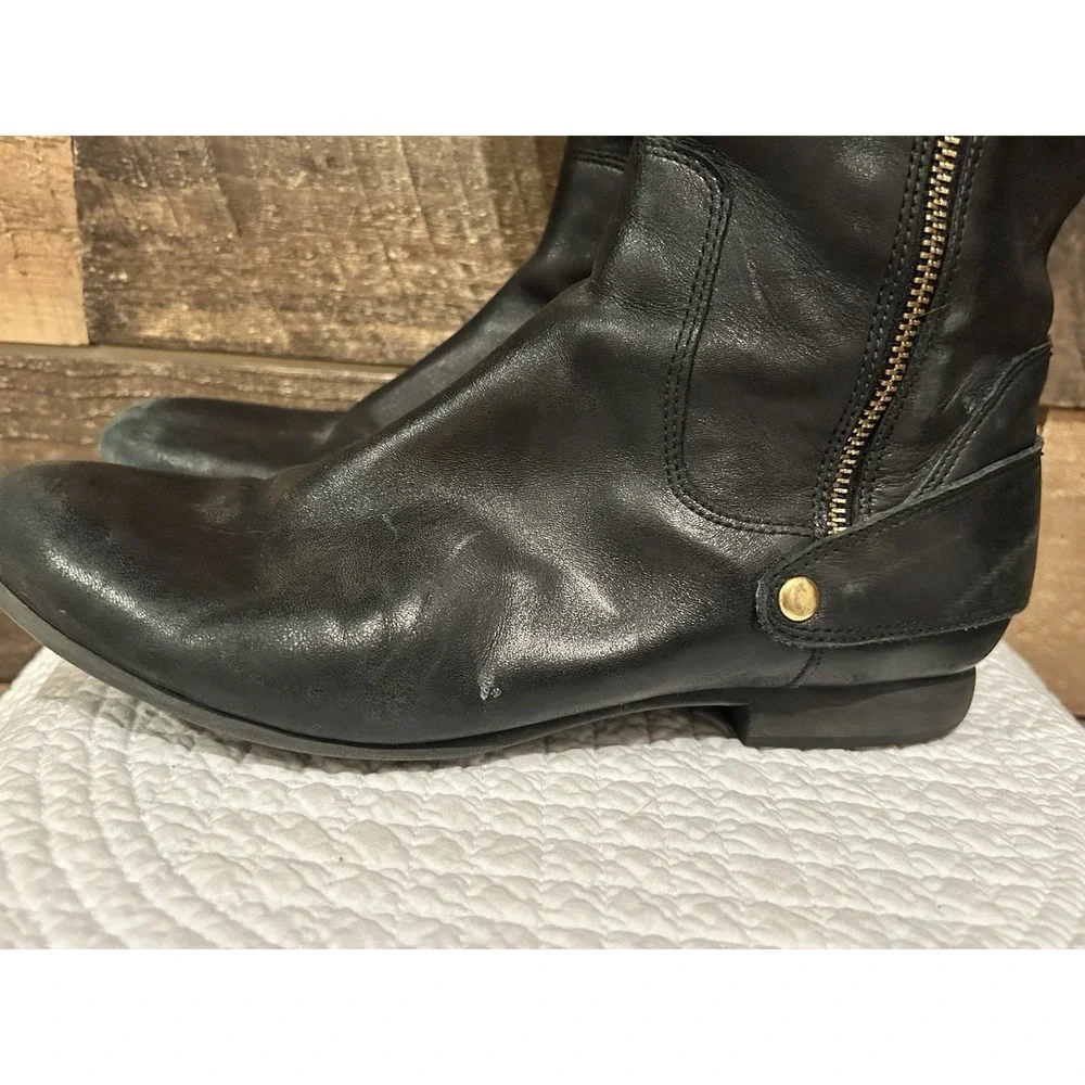 Clarks Black Leather Zip Knee High Boots‎ Womens Size 8.5 M Style 61267